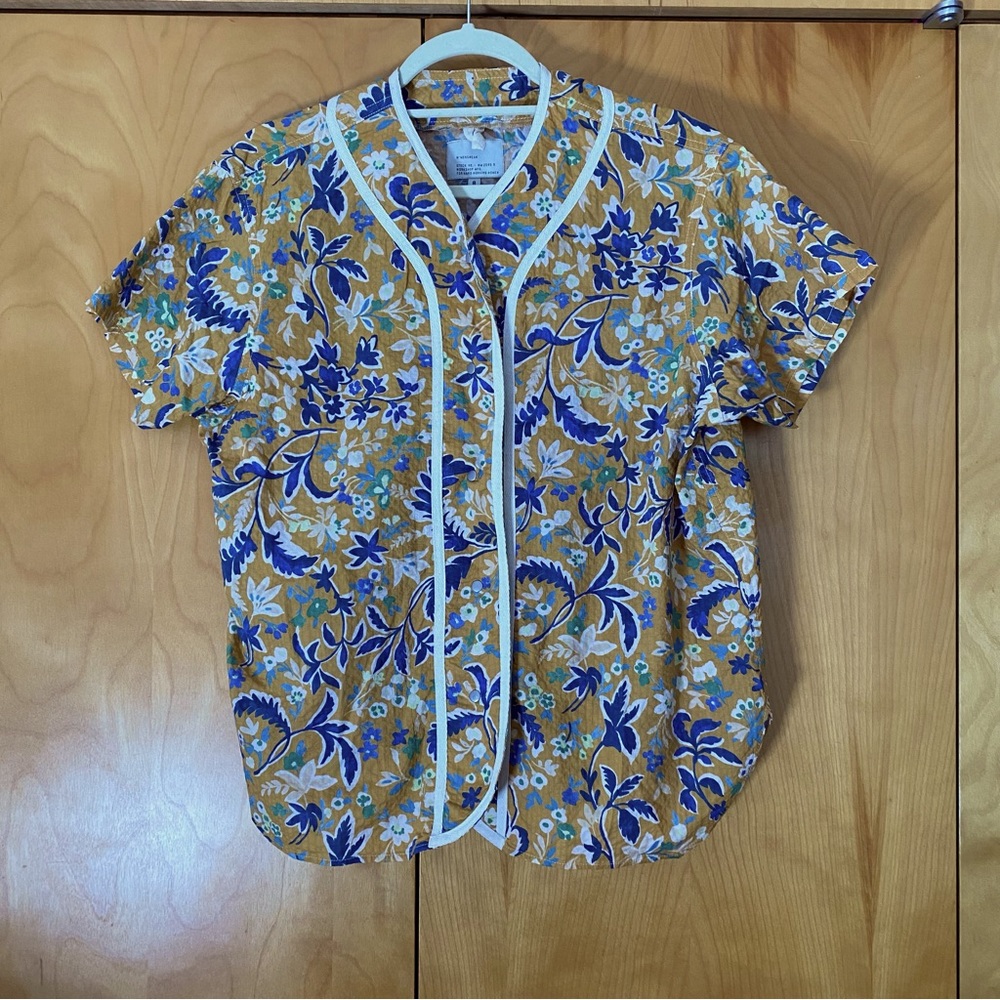 W’mnswear Baseball Short Sleeve Floral button down (sz 8)